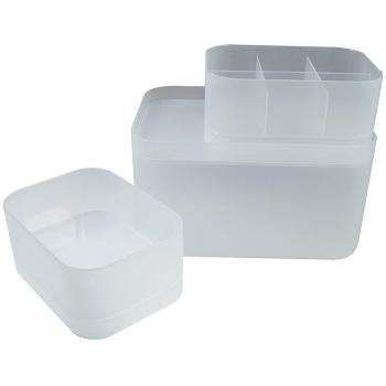 Jocca 3980 Set de Cajas Organizadoras, Blanco y Transparente, 23x16x13 cm, 3 Unidades