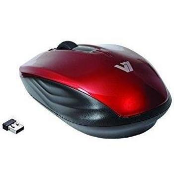 V7 MV3040-24G-RED-15EB - Ratón óptico inalámbrico, 1200 DPI, color rojo