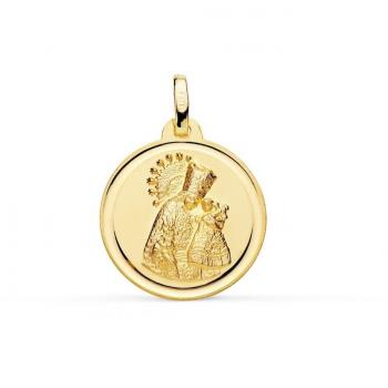 Medalla Virgen de los Desamparados Oro 18k unisex 18 mm bisel liso