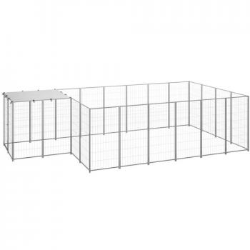 Jaula para perros de acero plateada 8,47 m²