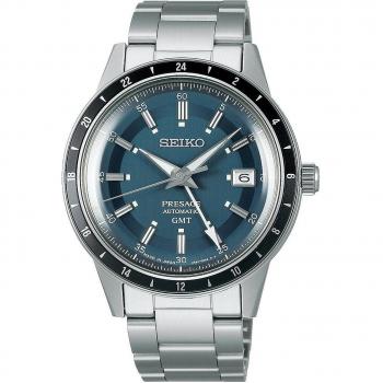 Seiko Presage Style 60's GMT Stainless Steel Blue Dial Automatic SSK009J1 Men's Watch