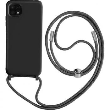 Funda Semirrígida Con Collar para Samsung Galaxy A22 5G, Longitud: 80cm, Color: Negro
