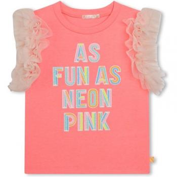 Camiseta de niña Billieblush con mangas de tul y mensaje frontal
