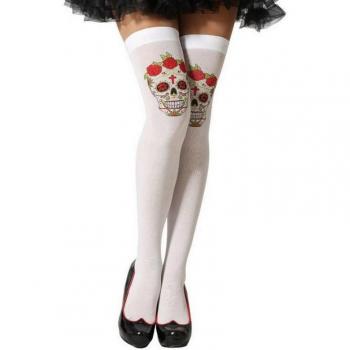 Medias Blancas con Calavera para Mujer