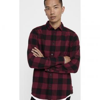 Camisa regular de cuadros Only & Sons Gudmund Ed Cabernet para hombre