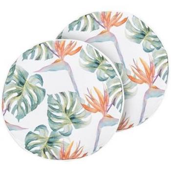 Conjunto de 2 cojines de jardín redondos ⌀ 40 cm poliéster multicolor motivo hojas Monstera diseño moderno