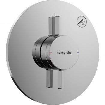 Hansgrohe DuoTurn S Grifo de Ducha Empotrado Monomando Redondo para 1 Función, Mezclador Monomando de Ducha para iBox Universal 2, Acabado Cromo