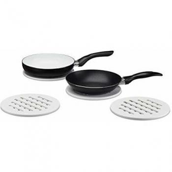 Set de 4 salvamanteles de bambú blanco para ollas y sartenes, diámetro 20 cm