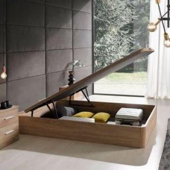 Canapé Abatible de Madera con Elevación Hidráulica 135x190 cm, Gran Capacidad, Incluye Montaje, Modelo Gaia Cambria