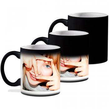 LolaPix Taza mágica. Taza mágica Personalizada. Taza con Foto. Regalo Original. Negra