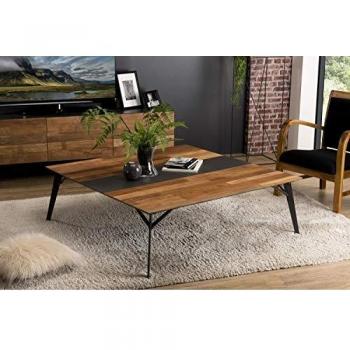 Mesa de centro cuadrada 120x120cm de teca reciclada con patas de metal negro