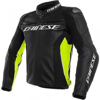 Dainese 1533788-N49-52 Chaqueta de Piel, Negro/Fluo Amarillo, 52