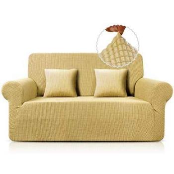 TAOCOCO Funda de Sofá Antideslizante Funda Sofá Jacquard Funda Elástica Protector de Muebles Lavable Antiácaros Antiarrugas（2 Plazas, Beige）