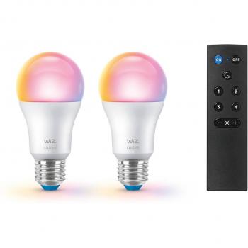Bombillas LED inteligentes WiFi E27 A60 8,5W RGBW con control remoto - Set de 2