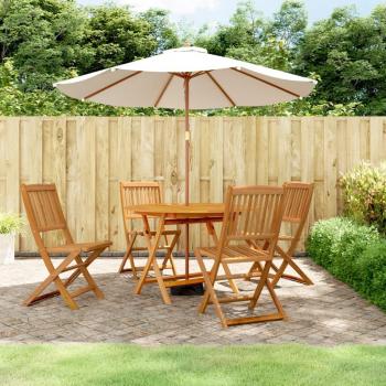 Set de almuerzo de jardín 5 piezas de madera maciza de Acacia Marrón
