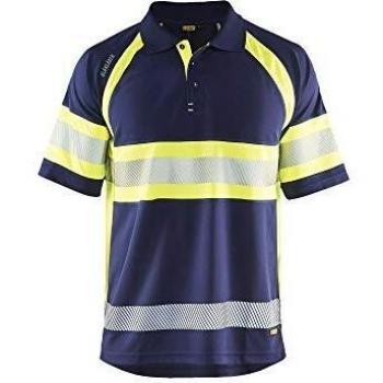Blaklader High Visibility UV Protection Polo Shirt, Navy/Yellow, Unisex Size M