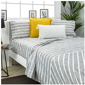 Juego de Sábanas TORRETA Microfibra Hipoalergénica Gris para Cama de 105 x 190/200 (Incluye Sábana Encimera y Fundas de Almohada)