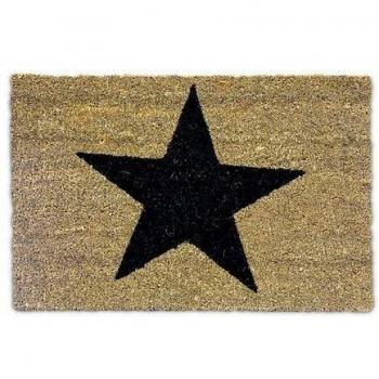 Relaxdays – Felpudo con una Estrella Impresa para la Entrada de su hogar Hecho de Fibras de Coco y PVC con Medidas 40 x 60 cm Antideslizante Elemento Decorativo, Color Natural