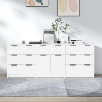 Aparador de 3 piezas madera contrachapada blanco vidaXL