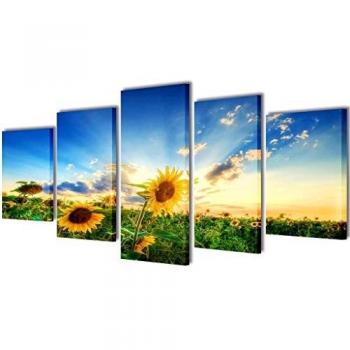 vidaXL Set Decorativo de lienzos para la Pared Modelo Girasoles, 100 x 50 cm