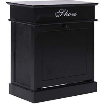 vidaXL Mueble Zapatero Madera de Paulownia Mobiliario Hogar Decoración Organización Almacenamiento Calzados Duradero Útil Duradero Negro 50x28x58cm