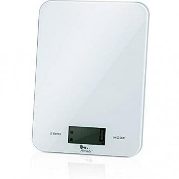 himaly Báscula Cocina Digital, 10KG / 22lbs Bascula de Cocina con Alta Precisión, Pantalla LED & Vidrio Templado, Función Tara, para Hornear y ​Cocinar, Baterías Incluida