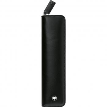 Estuche de cuero Montblanc Meisterstück negro para bolígrafo con cremallera