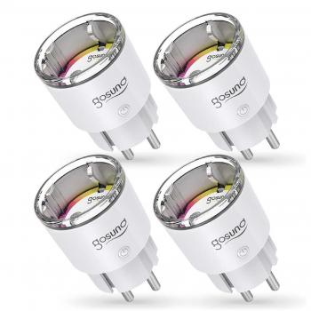 Enchufe Inteligente Gosund EP2 WiFi 10A, Pack de 4, Compatible con Tuya, Alexa y Google Home, Compacto con Interruptor