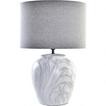 Lámpara de mesa DKD Home Decor Lienzo Cerámica Gris Blanco 38 x 38 x 58 cm
