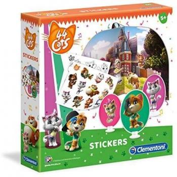Clementoni-18572 - 44 Gatos Pegatinas - juego creativo a partir de 5 años
