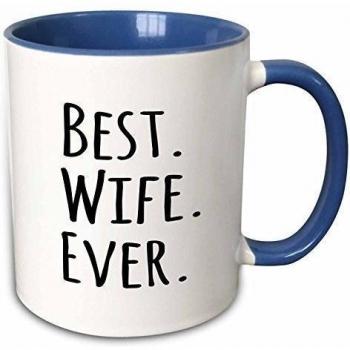 Mensuk Best Wife Ever Fun Romantic Married Wedded Love Gifts for Her for Anniversary Or Valentines Day Two Tone Black Mug, 11 oz, Black/White