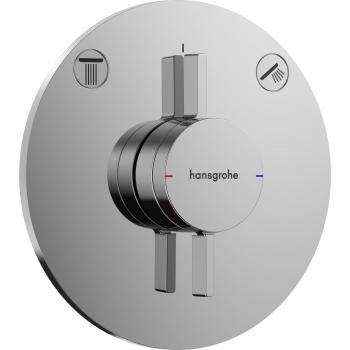 Hansgrohe DuoTurn S Grifo de Ducha Empotrado para 2 Funciones, Grifo Monomando Ducha Redondo, Mezclador Monomando de Ducha para iBox Universal 2, Cromo
