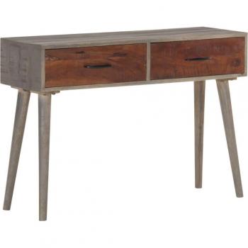 Mesa Consola Gris 110x35x75 cm Madera Maciza de Mango Natural