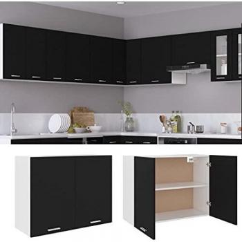 Gabinete de cocina de aglomerado negro 80x31x60 cm