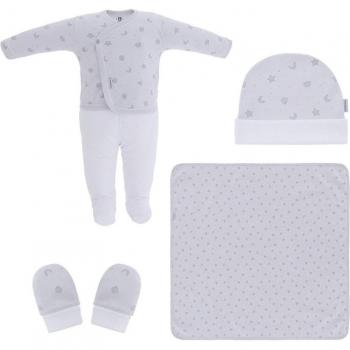 Conjunto de bebé 5 piezas primera puesta estampado gris