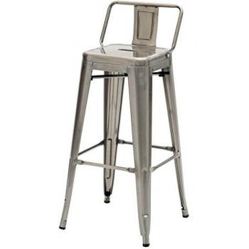 White Loft wl95500 Juego Taburete Alto con Respaldo, Metal, Plateado, 43 x 43 x 94 cm, 4 Unidad