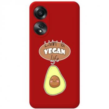Funda de Silicona Líquida Roja para Oppo A58 4G con Diseño Vegan Life y Dibujos