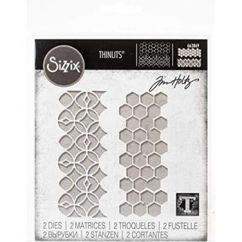 Sizzix Set de Troqueles Thinlits 2 pzas 663869 Patrón repetido by Tim Holtz, multicolor, Talla única
