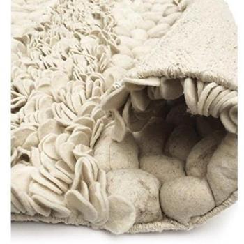 Green Decore Petals & Pebbles, Alfombra de Lana, Beige Marfil, 60 x 90 cm