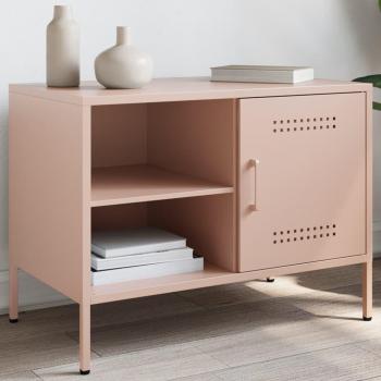 Mueble de TV de acero rosa 68x39x50,5 cm