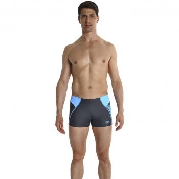 Speedo Logo Panel AquasShort - Bañador para Hombre, Hombre, Bañador, Gris Oxidado/Agua Fresca, 28
