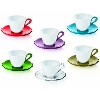 Fratelli Guzzini Belle Epoque Juego de 6 Tazas de Café con Plato, Plástico, Multicolor