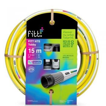 Kit Manguera Fitt Tobby NTS 5/8 (15mm) 15m - Riego de Jardín, Robusta, Lanza Regulable y Racores