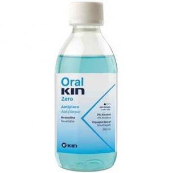 Oralkin Zero Enjuague Bucal 500ml - Enjuague bucal sin alcohol, formulación sin azúcar, con acción antibacterial, ayuda a combatir el mal aliento y proporciona frescura duradera