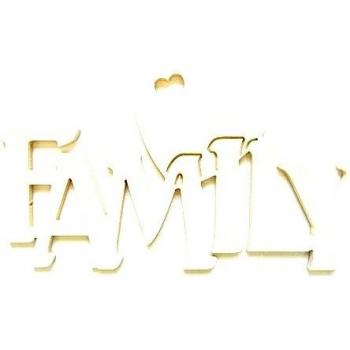 Texto de madera Family con corazón cm L 30 x 18 h grosor 8 mm