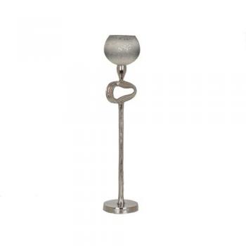 Portavelas Romimex Beige Plateado Vidrio Aluminio 12 x 56 x 12 cm Bola
