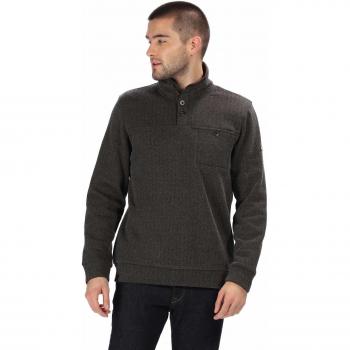 Regatta Lochran Button-Neck Herringbone Effect Jacquard Fleece Forro Polar, Hombre, Negro, L