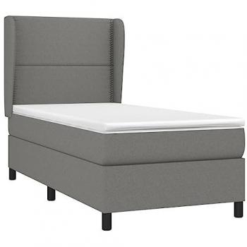 Cama box spring con colchón viscoelástico espuma protector muelles ensacados adaptable acolchado reversible tela gris oscuro 90x200 cm
