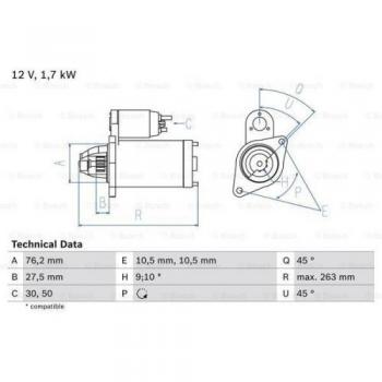 Motor de Arranque Bosch 986018070 - Tipo: Motor de Arranque, Marca: Bosch, Modelo: 0 986 018 070