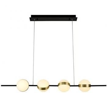 Lámpara colgante lineal Cuba 32W, 4 luces, LED 3000K, 2400lm, acabado en oro y negro, fabricada en acero y acrílico, incluye 3 años de garantía